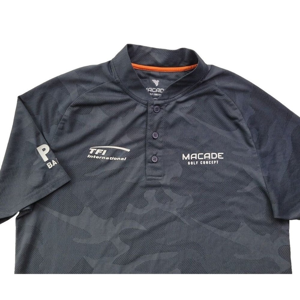 PGA Garrick Higgo TOUR ISSUE Macade Golf Concept Men's M Gray Camo Polo Shirt